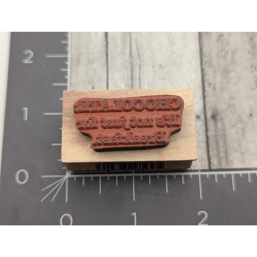 Inkadinkado Chocolate Not Just For Breakfast Rubber Stamp Wood #i11